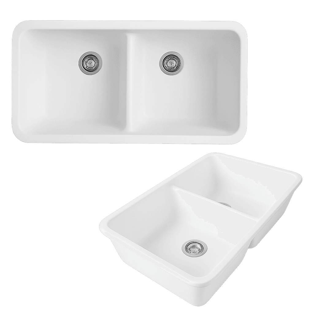 Évier double bac A-101 en Solid Surface — vue 2