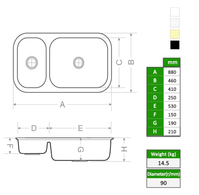 Évier Encastrable Double Bac – Modèle-B204 — vue 4