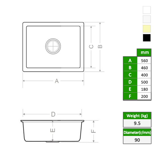 Évier encastré en Solid Surface – Modèle C-302 — vue 4