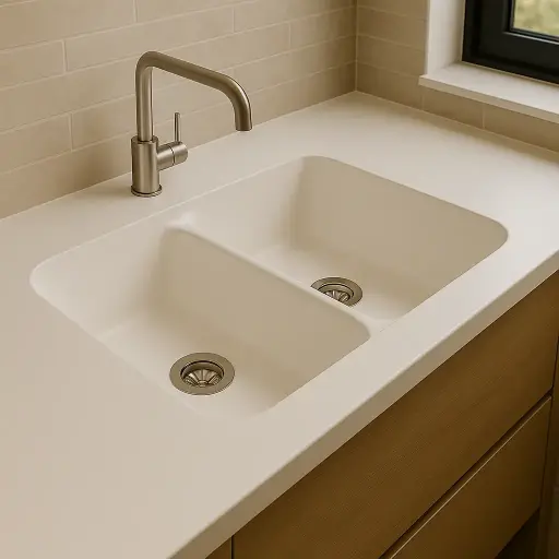 Évier double bac A-101 en Solid Surface